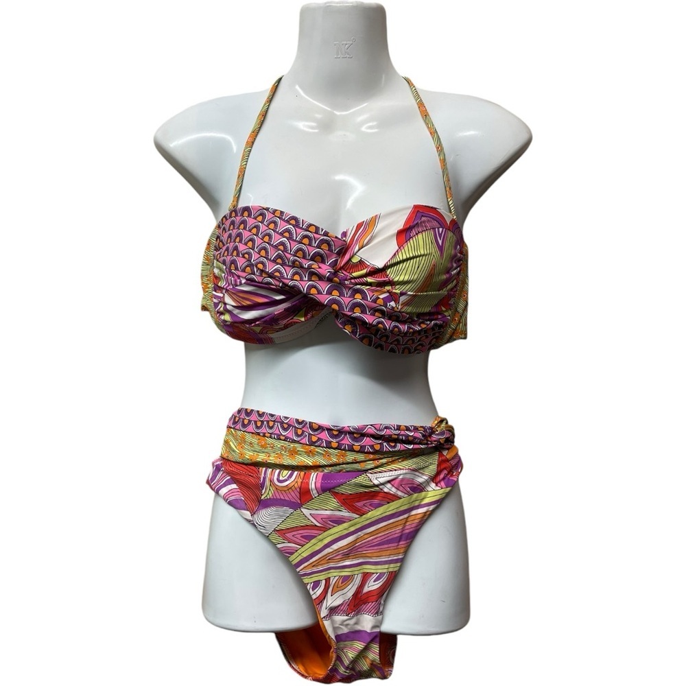 TRINA TURK Bikini Swimsuit Amazonia Twist/Shash Colorful Multi-print Size 8 - Picture 4 of 6